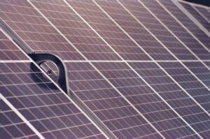 Detailed view of solar panels harnessing clean energy through photovoltaic technology.